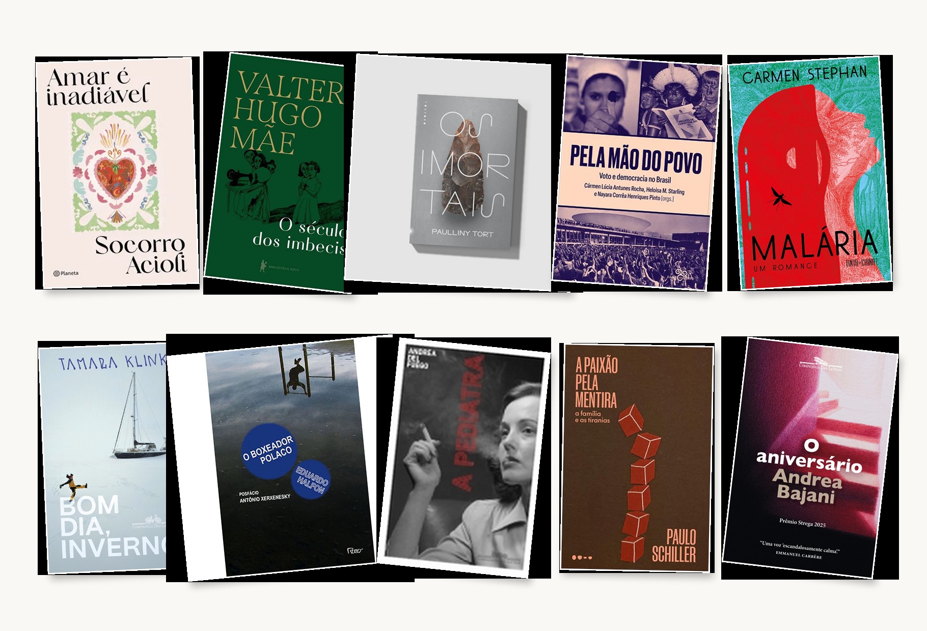 Colagem com as capas dos 10 livros mais vendidos na Flip 2026